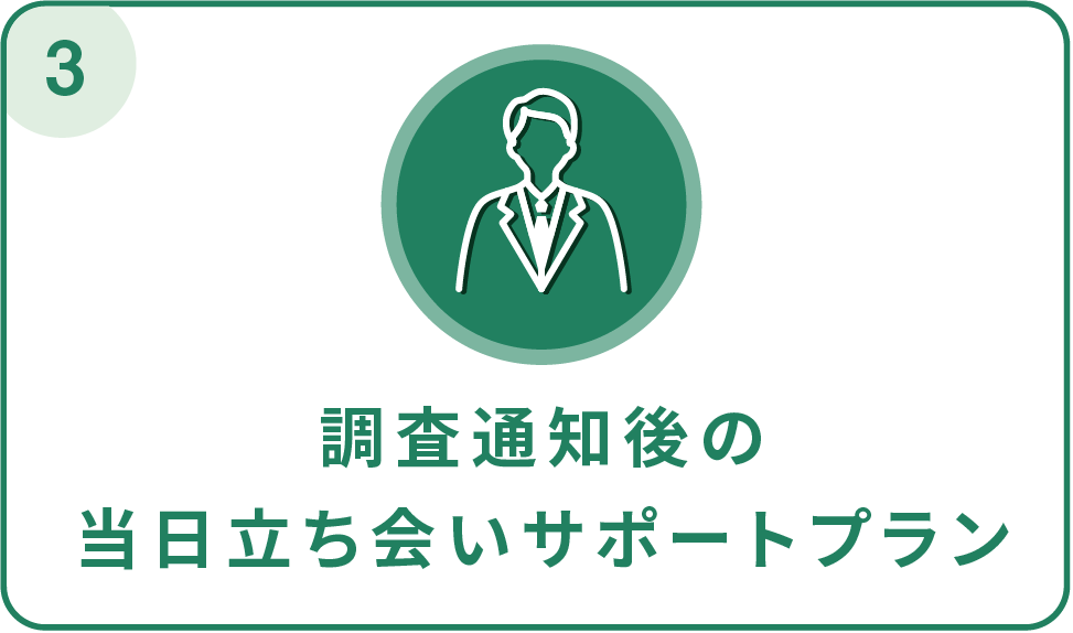 調査通知後の当日立ち会いサポートプラン
